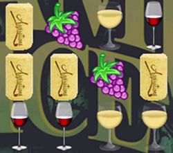 Animation showing how players form a horizontal match in Wine Crush.