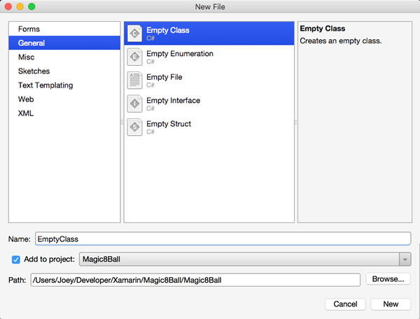 xamarin empty class