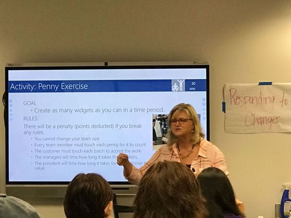 Photo: Julee Bellomo presents at Women Who Code Tampa's 'All About Agile' meetup.