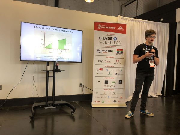 Laurie Voss giving his presentation at Tampa Bay Startup Week.