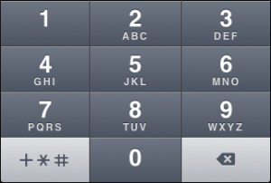 iOS "Phone pad" keyboard, default number view
