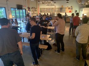 The early crowd at the “Coders, Creatives, and Craft Beer” meetup, 7venth Sun Brewery, Tampa, July 9, 2019.