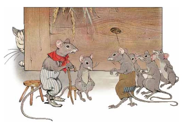 Illustration: The mice planning to bell the cat.