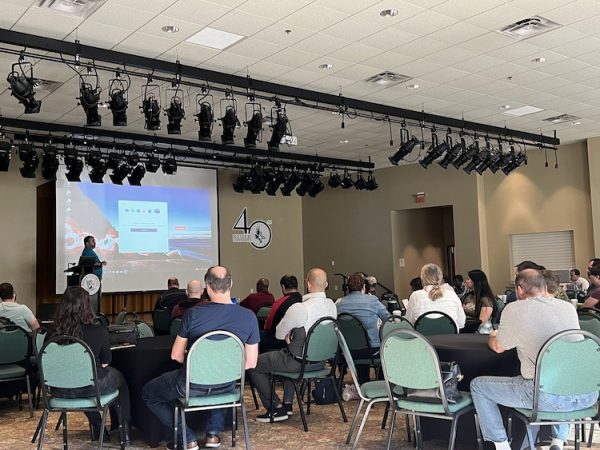 A view of the auditorium at the keynote talk at Tampa Code Camp 2022.