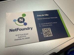 Joey de Villa’s NetFoundry business card